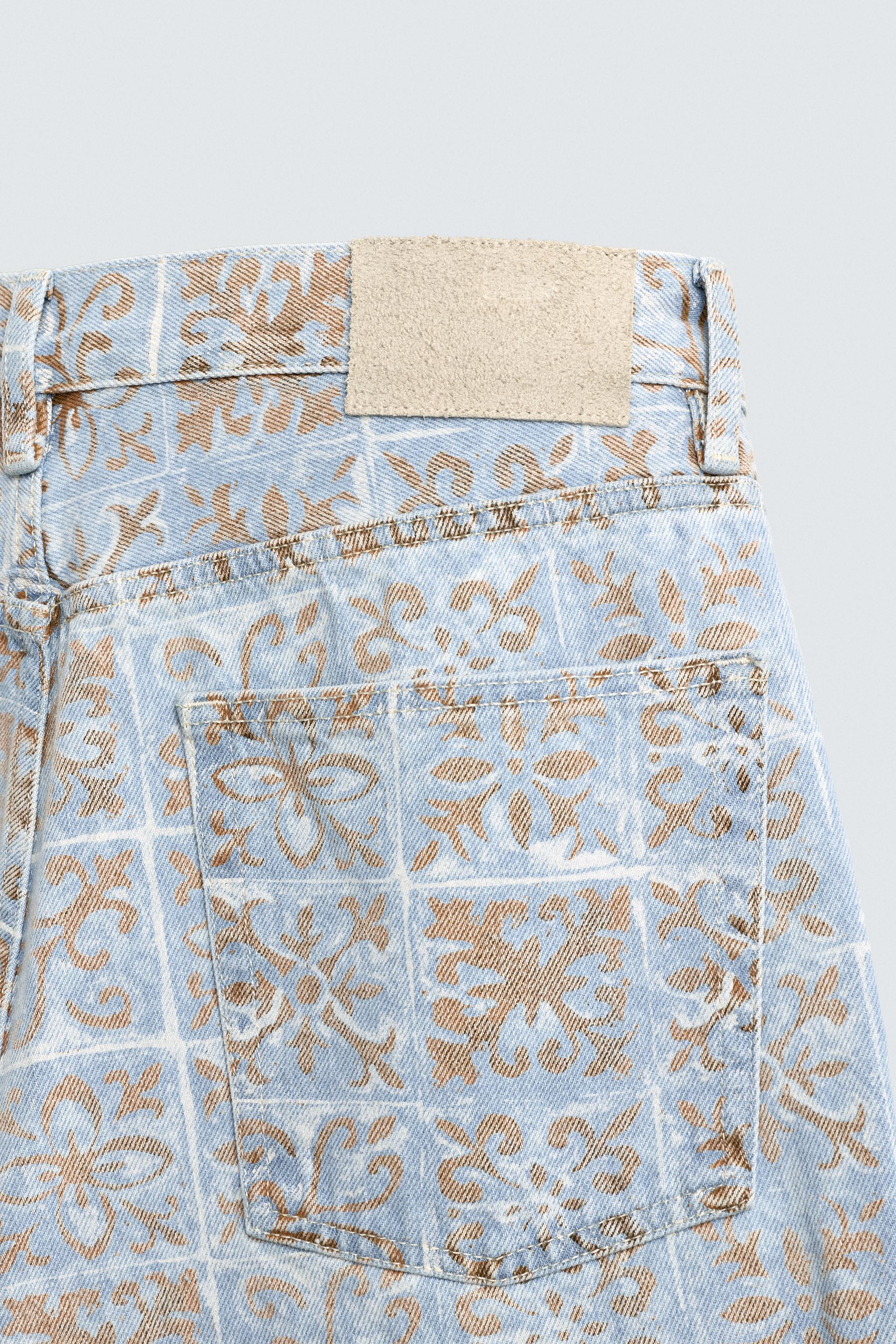 RELAXED FIT GEOMETRIC PRINT JEANS